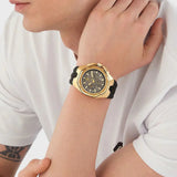 Philipp Plein Hyper Sport Chronograph Gold Dial Black Silicone Strap Watch for Men - PWTBA0423 Authentic Buy Shop Now
