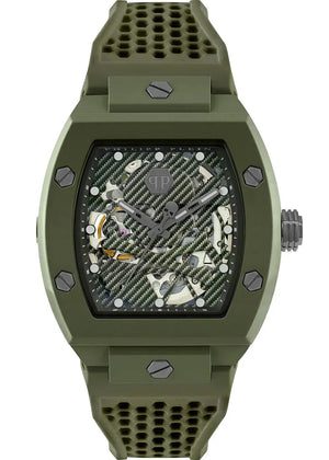 Philipp Plein The Skeleton Green Dial Green Silicone Strap Watch for Men- PWVBA0223 Authentic Buy Shop Now