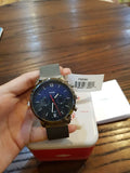 Fossil Neutra Chronograph Blue Dial Silver Mesh Bracelet Watch for Men - FS5383 Authentic Buy Shop Now