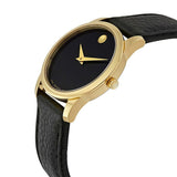 Movado Museum Classic Black Dial Black Leather Strap Watch For Women - 0607016 Authentic Buy Shop Now