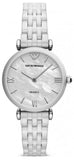 Emporio Armani Giannti T Bar Quartz Mother of Pearl Dial White Steel Strap Watch For Women - AR1485 Authentic Buy Shop Now