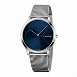Calvin Klein Minimal Blue Dial Silver Mesh Bracelet Watch for Men - K3M2112N Authentic Buy Shop Now