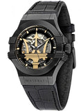 Maserati Potenza Skeleton Limited Edition Black Dial Black Leather Strap Watch For Men - R8821108027 Authentic Buy Shop Now