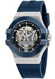 Maserati Potenza Skeleton Dial Quartz Blue Silicon Watch For Men - R8821108028 Authentic Buy Shop Now