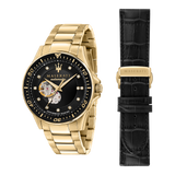 Maserati SFIDA Black Dial Yellow Gold Toned Watch For Men - R8823140003 Authentic Buy Shop Now