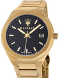 Maserati Stile Black Dial Gold Steel Strap Watch For Men - R8853142004 Authentic Buy Shop Now