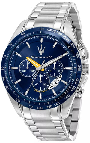 Maserati Traguardo Chronograph Modena Edition Blue Dial Silver Steel Strap Watch For Men - R8871612039 Authentic Buy Shop Now