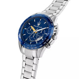 Maserati Traguardo Chronograph Modena Edition Blue Dial Silver Steel Strap Watch For Men - R8871612039 Authentic Buy Shop Now