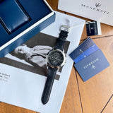Maserati Ingegno Chronograph Black Dial Black Leather Strap Watch For Men - R8871619004 Authentic Buy Shop Now