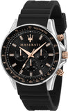 Maserati SFIDA 44mm Black Silicon Chronograph Watch For Men - R8871640002 Authentic Buy Shop Now