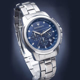 Maserati Successo Chronograph Blue Dial Silver Steel Strap Watch For Men - R8873621002 Authentic Buy Shop Now