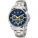 Maserati Successo 44mm Chronograph Quartz Blue Dial Silver Steel Strap Watch For Men - R8873621016 Authentic Buy Shop Now