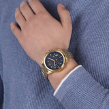 Maserati Successo Chronograph Blue Dial Gold Steel Strap Watch For Men - R8873621021 Authentic Buy Shop Now