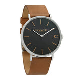 Coach Charles Black Dial Brown Leather Strap Watch for Men - 14602155 Authentic Buy Shop Now