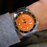 Seiko 5 Sports Automatic Orange Dial Silver Steel Strap Watch For Men - SRPD59K1 Authentic Buy Shop Now