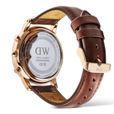 Daniel Wellington Iconic Chronograph Blue Dial Brown Leather Strap Watch For Men - DW00100639 Authentic Buy Shop Now