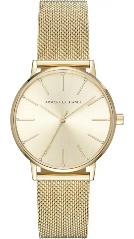 Armani Exchange Lola Analog Gold Dial Gold Mesh Strap Watch For Women - AX5536 Authentic Buy Shop Now