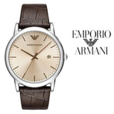 Emporio Armani Luigi Analog Bronze Dial Brown Leather Strap Watch For Men - AR11096 Authentic Buy Shop Now