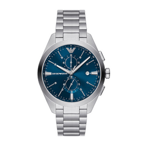 Emporio Armani Claudio Chronograph Blue Dial Silver Steel Strap Watch For Men - AR11541 Authentic Buy Shop Now