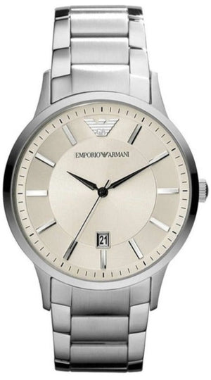 Emporio Armani Classic Quartz White Dial Silver Steel Strap Watch For Men - AR2430 Authentic Buy Shop Now