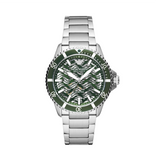 Emporio Armani Diver Automatic Green Dial Silver Steel Strap Watch For Men - AR60061 Authentic Buy Shop Now