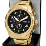 Fossil Bronson Chronograph Black Dial Gold Steel Strap Watch for Men - FS5877 Authentic Buy Shop Now