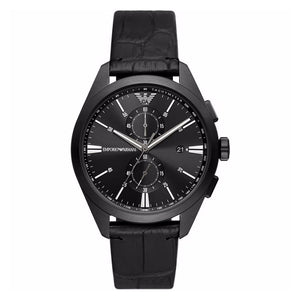 Emporio Armani Claudio Chronograph Black Dial Black Leather Strap Watch For Men - AR11483 Authentic Buy Shop Now