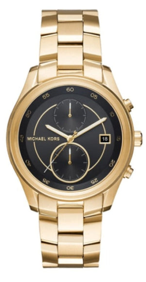 Michael Kors Blair Quartz Black Dial Gold Steel Strap Watch For Women - MK6497 Authentic Buy Shop Now