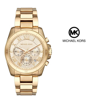 Michael Kors Brecken Chronograph Gold Dial Gold Steel Strap Watch For Women - MK6366 Authentic Buy Shop Now