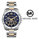 Michael Kors Brecken Chronograph Blue Dial Two Tone Steel Strap Watch For Men - MK8437 Authentic Buy Shop Now