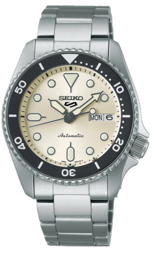 Seiko 5 Sports SKX Automatic Cream Dial Silver Steel Strap Watch For Men - SRPK31K1 Authentic Buy Shop Now