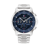 Tommy Hilfiger Luca Chronograph Blue Dial Silver Steel Strap Watch For Men - 1710492 Authentic Buy Shop Now