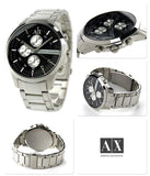 Armani Exchange Hampton Chronograph Black Dial Silver Steel Strap Watch For Men - AX2152 Authentic Buy Shop Now