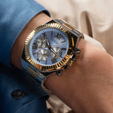 Guess Equity Analog Blue Dial Two Tone Steel Strap Watch For Men - GW0703G3 Authentic Buy Shop Now