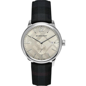 Burberry Classic Round Cream Dial Black Leather Strap Watch for Men - BU10008 Authentic Buy Shop Now