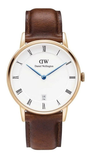 Daniel Wellington Dapper St Mawes White Dial Brown Leather Strap Watch For Women - DW00100091 Authentic Buy Shop Now