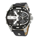 Diesel Mr Daddy Chronograph Black Dial Black Leather Strap Watch For Men - DZ7313 Authentic Buy Shop Now