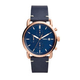 Fossil The Commuter Blue Dial Blue Leather Strap Watch for Men - FS5404 Authentic Buy Shop Now