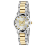 Gucci G Timeless Quartz Silver Dial Two Tone Steel Strap Watch For Women - YA126596 Authentic Buy Shop Now