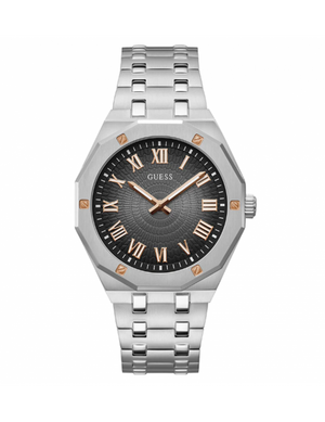 Guess Asset Quartz Black Dial Silver Steel Strap Watch For Men - GW0575G1 Authentic Buy Shop Now