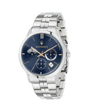 Maserati Ricordo Chronograph Blue Dial Silver Steel Strap Watch For Men - R8873633001 Authentic Buy Shop Now
