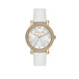 Michael Kors Corey Three Hand White Dial White Leather Strap Watch For Women - MK2985 Authentic Buy Shop Now