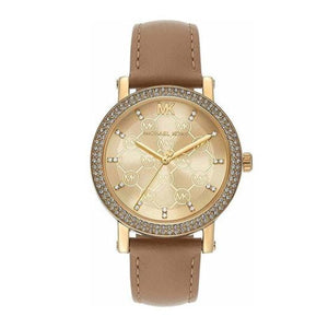 Michael Kors Corey Analog Gold Dial Brown Leather Strap Watch for Women - MK2986 Authentic Buy Shop Now