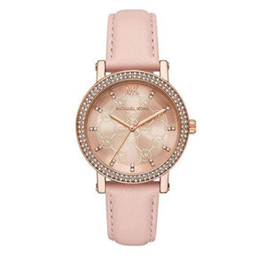 Michael Kors Corey Analog Rose Gold Dial Pink Leather Strap Watch For Women - MK2987 Authentic Buy Shop Now