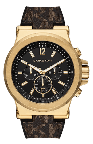 Michael Kors Dylan Chronograph Black Dial Brown Rubber Strap Watch For Men - MK8904 Authentic Buy Shop Now