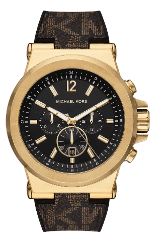 Michael Kors Dylan Chronograph Black Dial Brown Rubber Strap Watch For Men - MK8904 Authentic Buy Shop Now
