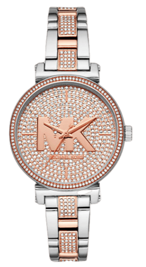 Michael Kors Sofie Crystals Glitz Rose Gold Dial Two Tone Steel Strap Watch For Women - MK4446 Authentic Buy Shop Now