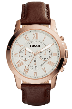 Fossil Grant Chronograph White Dial Brown Leather Strap Watch for Men - FS4991 Authentic Buy Shop Now