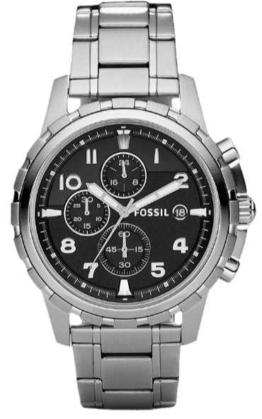 Fossil Dean Chronograph Black Dial Silver Steel Strap Watch for Men - FS4542 Authentic Buy Shop Now
