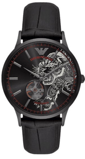Emporio Armani Meccanico Skeleton Black Dial Black Leather Strap Watch For Men - AR60046 Authentic Buy Shop Now